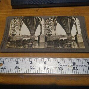 1904 New York City  Looking Under Williamsburg Bridge Stereoview